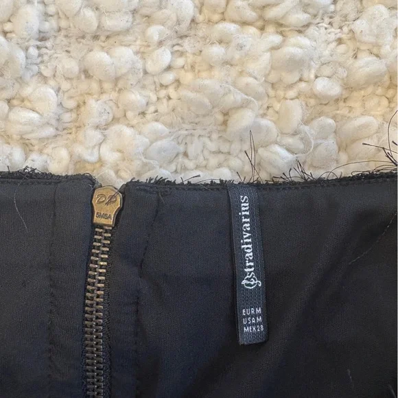 stradivarius Black Faux Fur Mini Skirt with Subtle Sparkle - Picture 3 of 3